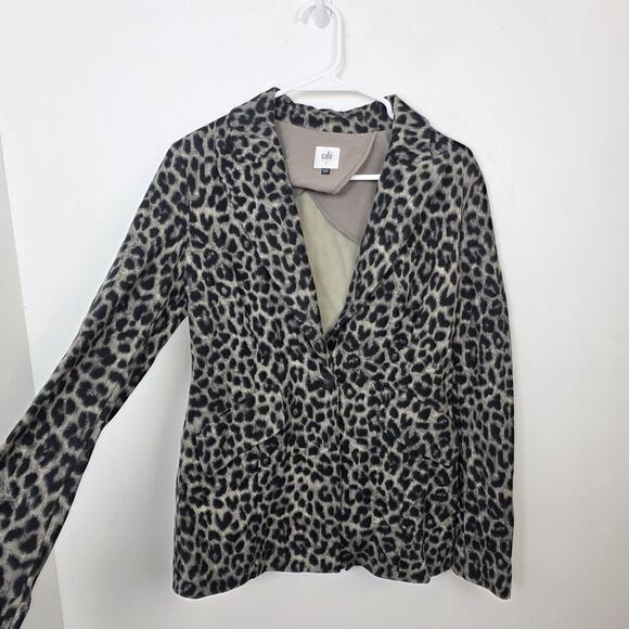 Cabi Taupe Black Leopard Print Stretch Business Casual Going Out Blazer Size 2 - Picture 1 of 8